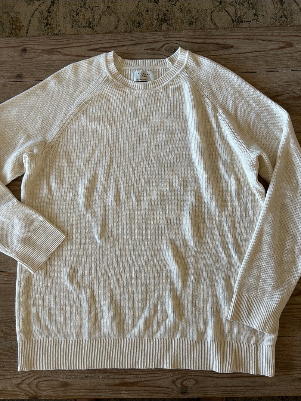 American Eagle Outfitters Men's Off-White Crewneck Sweater